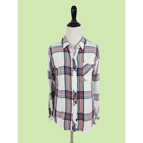 Rails Tops - Rails Shirt Womens XS Plaid Hunter White Scarlet Long Sleeve Button‎ Down